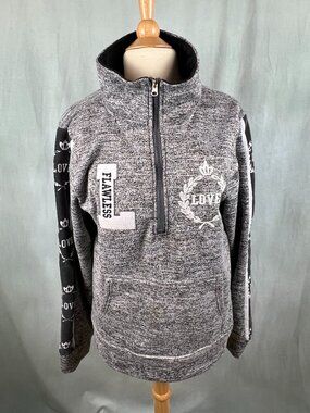 Cititrends Dazl for Life Black Grey 1/2 Zip Front Love Sweatshirt Women's Sz 3X